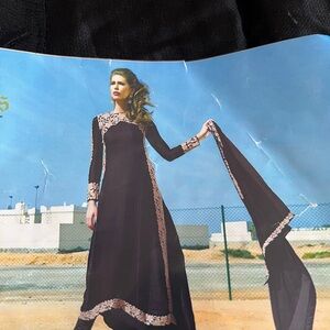 Elegant Black and Gold Embroidered Dress